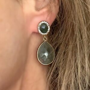 Jade drop earrings! So beautiful on CZ diamonds